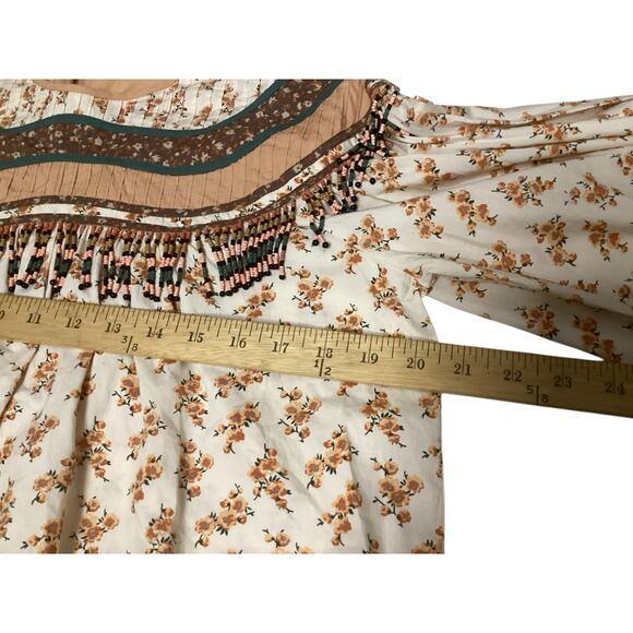 Ulla Johnson western bohemian, peasant floral print beads embellishment size 4 - Picture 6 of 8